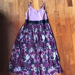 Pink and burgundy flower print dress